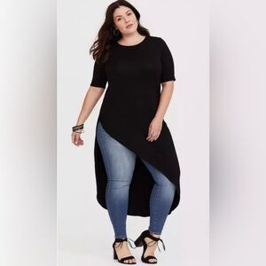 Torrid Black Asymmetrical hem t-shirt midi dress.